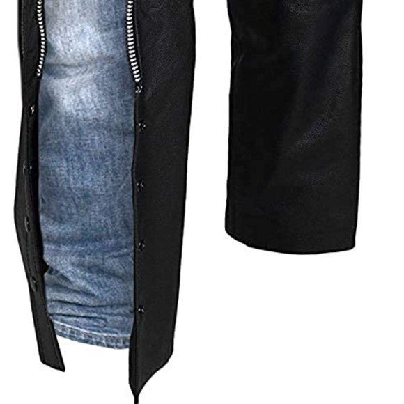 NEW HWK BLACK Motorcycle Leather Chaps Pants Biker Cowboy Riding Racing Sz 36 x - Picture 9 of 9